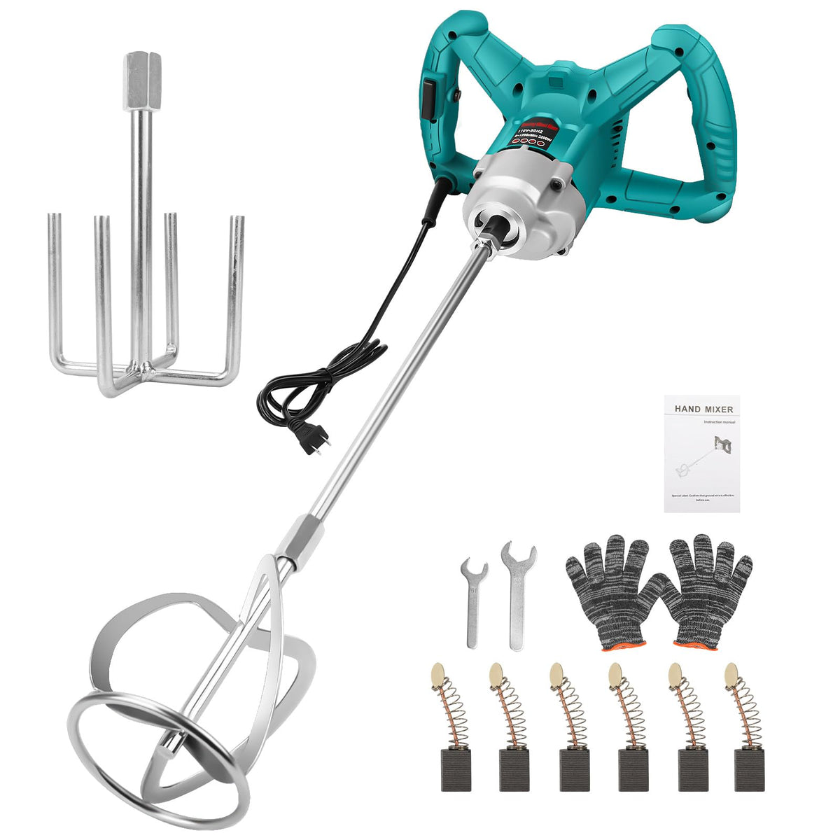 3200W Handheld Electric Cement Mixer with Two Different Mixing Paddles