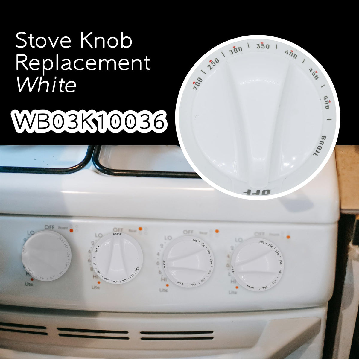 GYOFFULL WB03K10036 Gas Range Thermostat Stove Knob Control White (1PC)