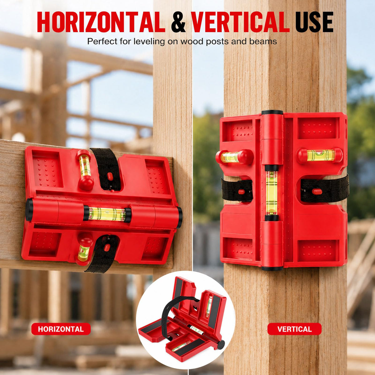 Mason Line String Kit with Adjustable Magnetic Post Level – Includes 6 hanging line levels, 2 rolls 540FT #18 mason line & reel, 2 beech wood blocks. Works on metal & non-metal posts. High visibility.