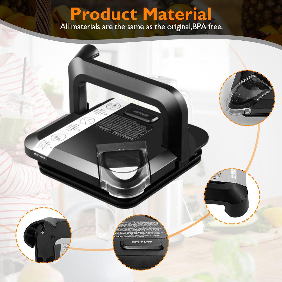 Replacement Locking Lid for Ninja,72 OZ Blenders Replacement Parts