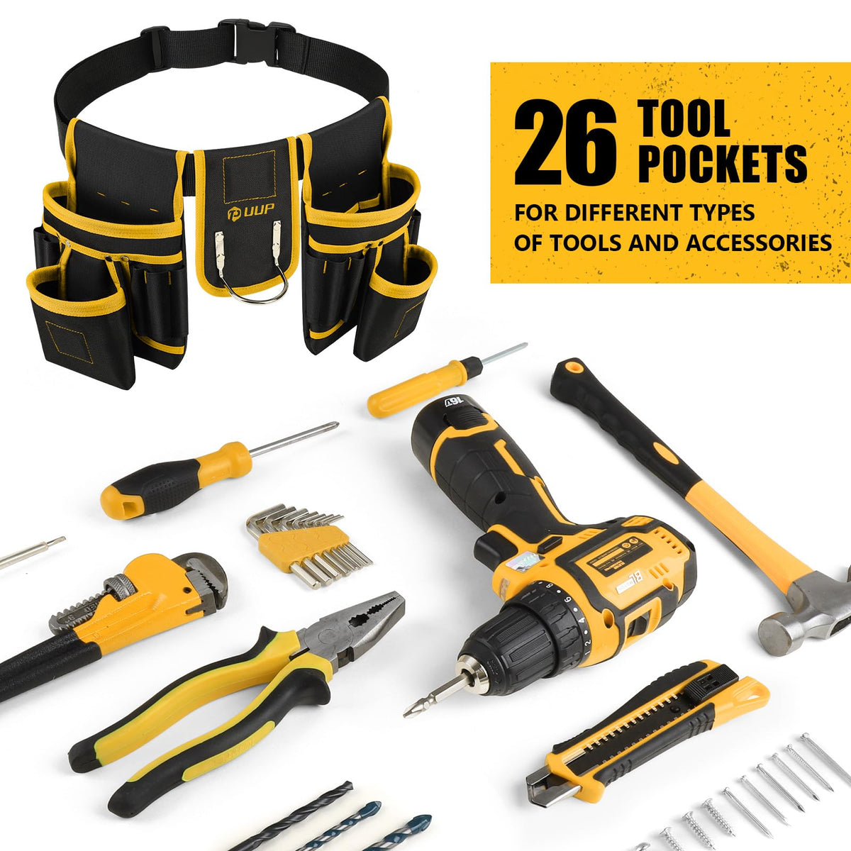 Magnetic Tool Belt for Men, 26 Pockets Heavy Duty Nail Tool Pouch Dad Gift