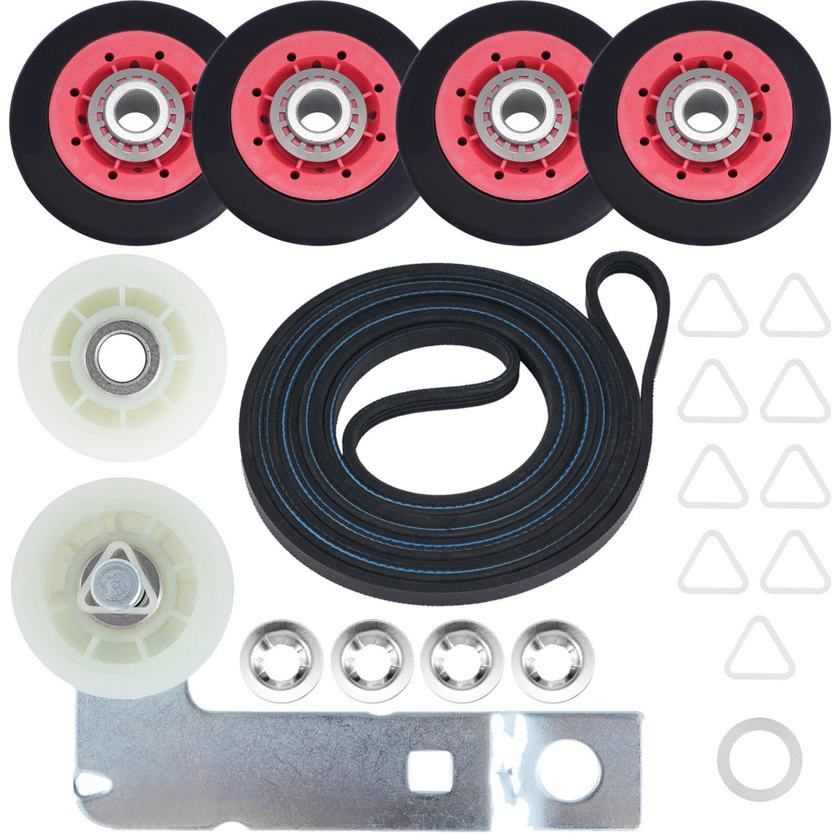 Dryer Idler Pulley Kit Drum Roller Repair Kit May-tag MEDX655DW1/MEDB765FW0/MEDB835DW4/MEDB835DW3/MEDC215EW1/MEDB855DC4/MED5500FW1/MGD5500FW0 Belt Replacement.