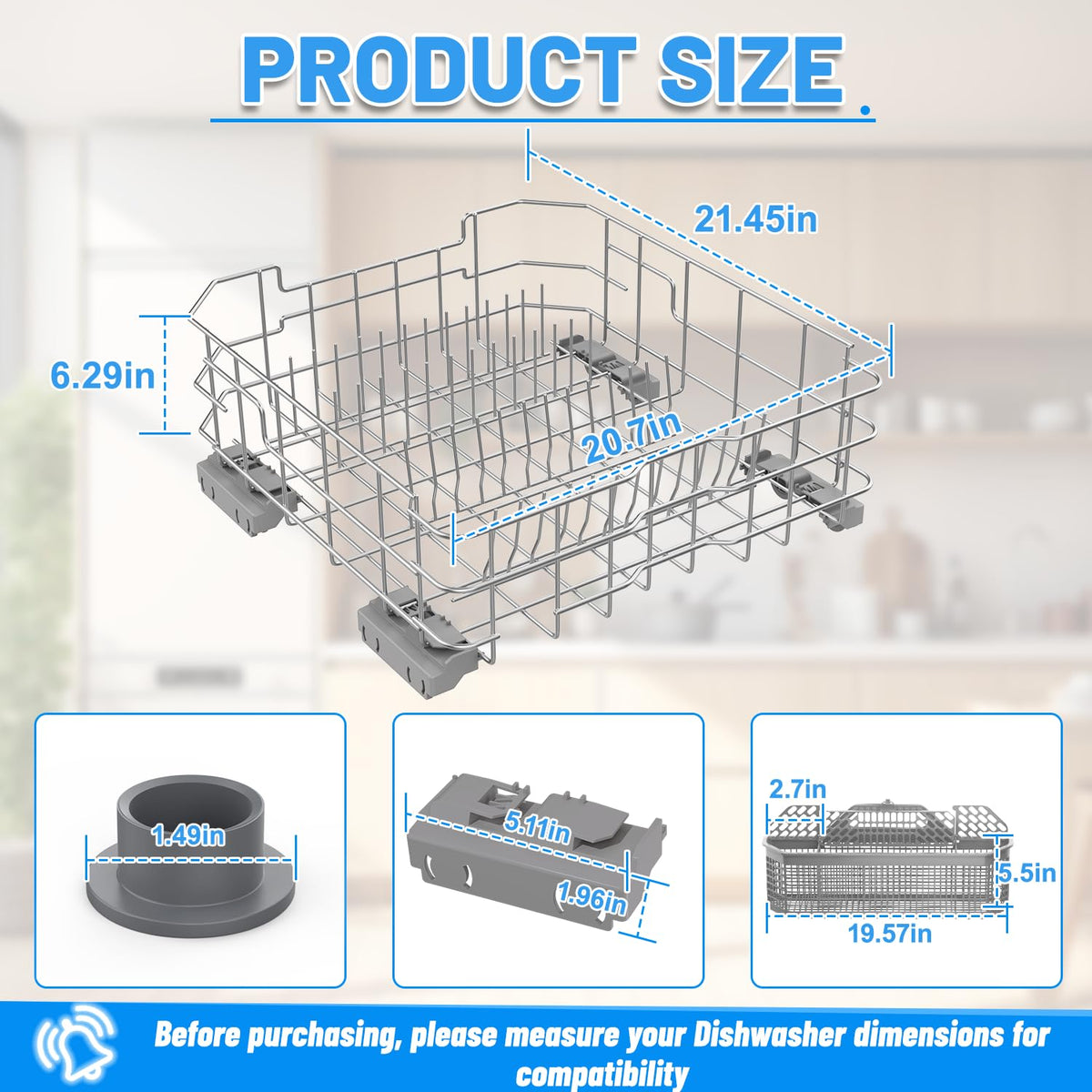 WD28X26099 Lower Rack for GE Dishwasher Rack Replacement,Stainless Steel