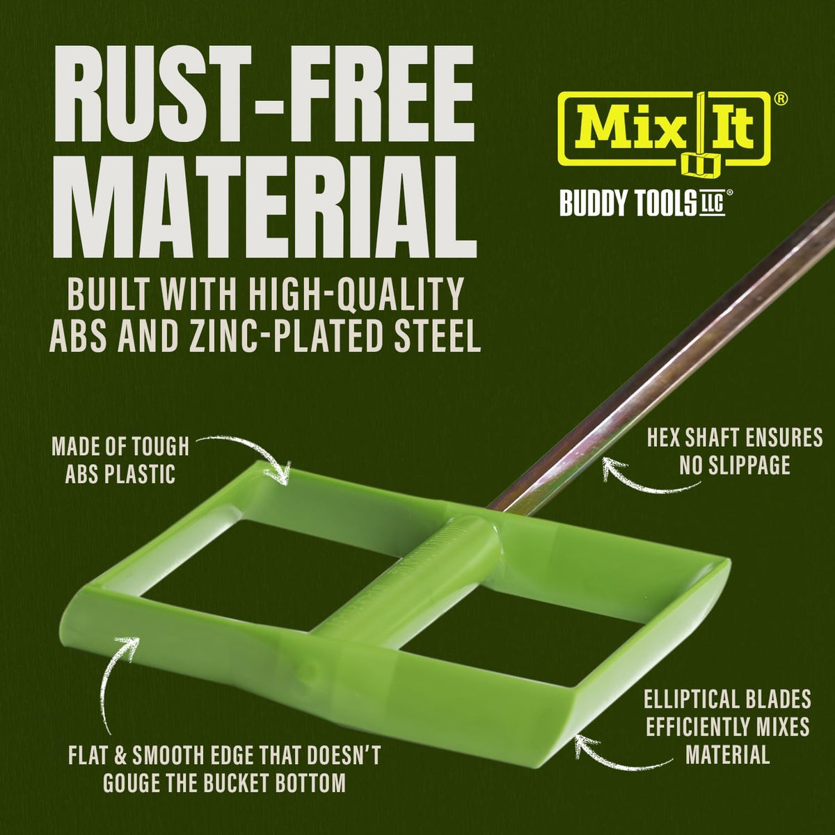 Buddy Tools Mix It, 18" Length Mud Mixer