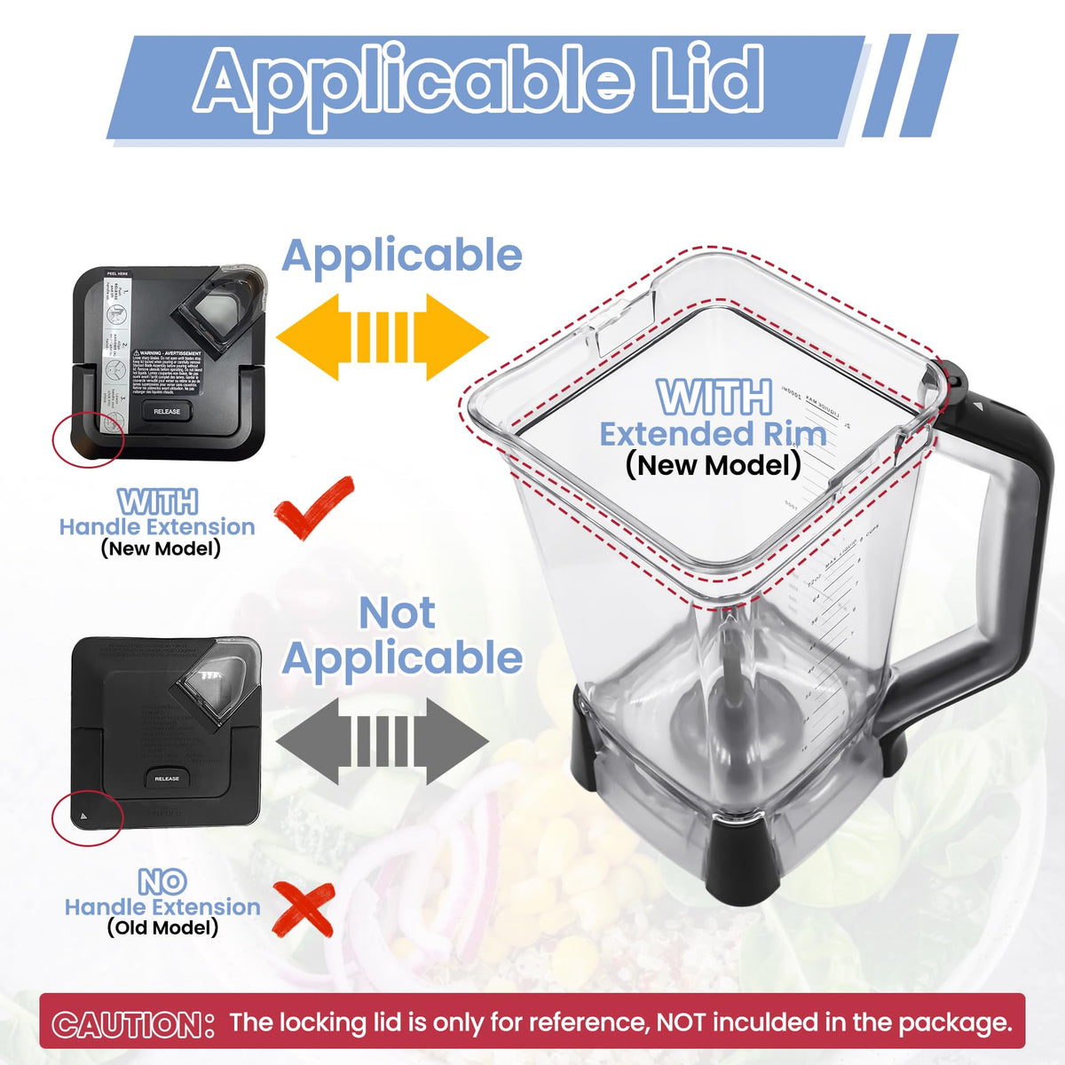 WARDFYT Replacement Pitcher 72 oz XL Compatible with Ninja Blender (New Model) BL610, 72oz Crushing Pitchers Replacement for Ninja BL710WM BL710WMC CO610B CO650B CT610