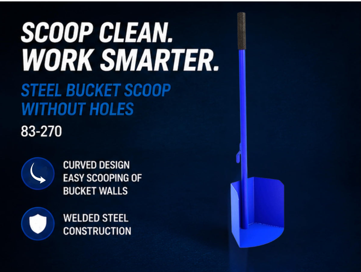 Bon Steel Bucket Scoop Without Holes – Heavy Duty Welded Steel Scoop with Clip-On Handle for Easy Material Handling and Bucket Storage