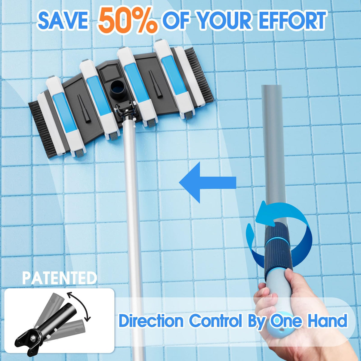 4LB Weighted Pool Vacuum Head,17.5in Extra-Wide,Directional-Control Handle