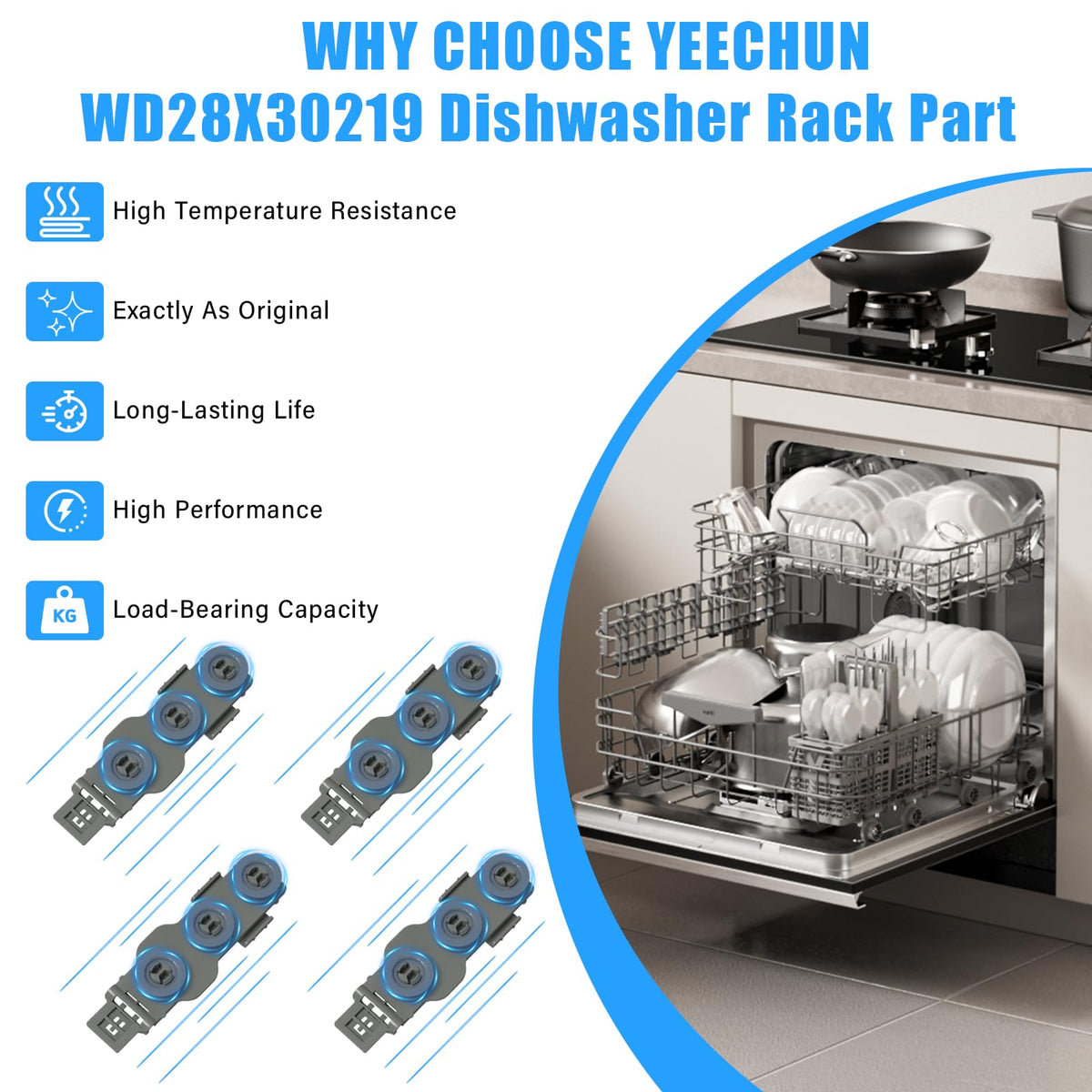 Upgraded WD28X35779 Dishwasher Upper Rack Compatible with GE Dishwasher Rack Replacement WD28X30219 GDF510PSR3SS GDF510PSM0SS GDF535PSR0SS GDT550HSD4SS GE Dishwasher Parts Top Rack Tray With Wheels