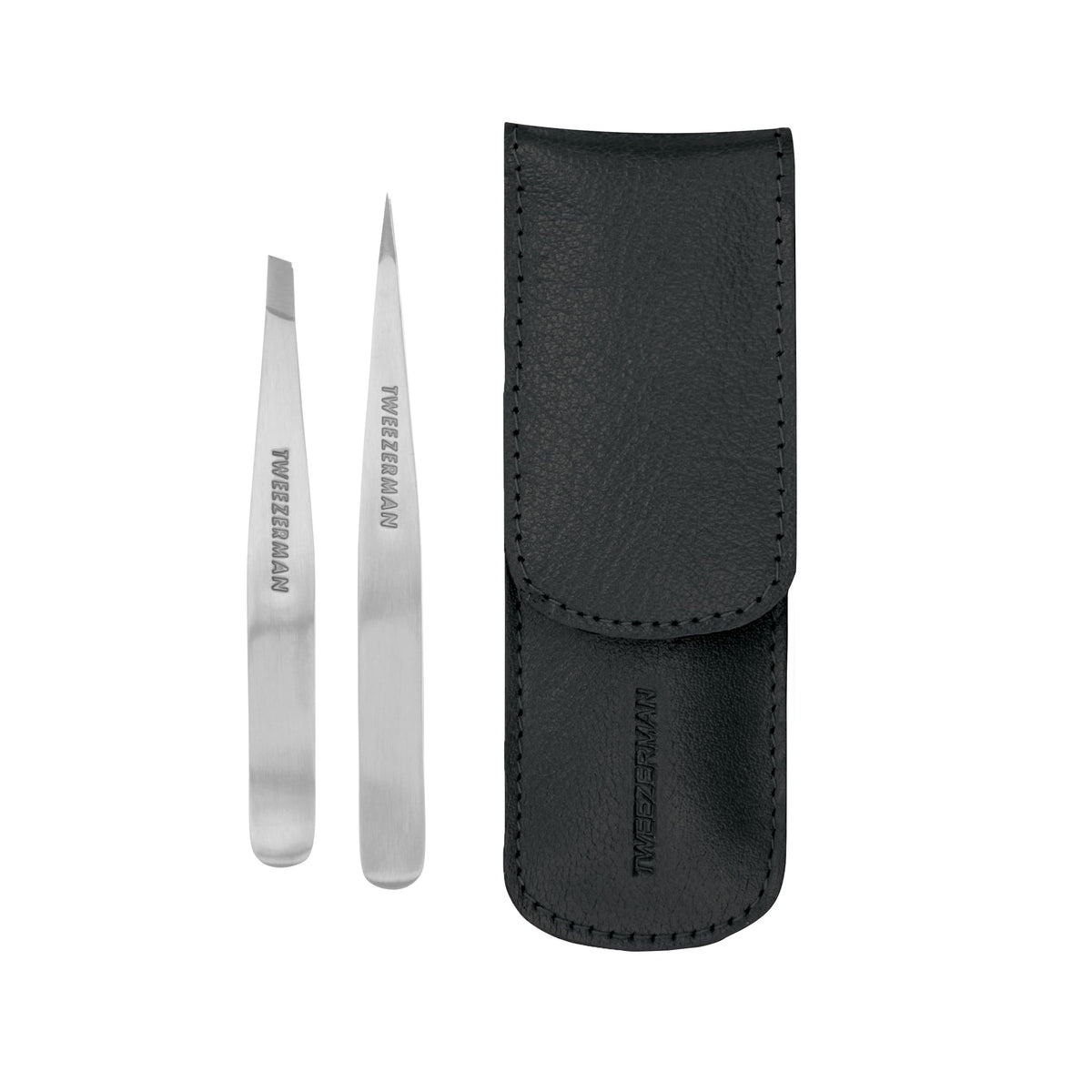 Tweezerman Petite Tweeze Set for Eyebrows with Travel Case Black