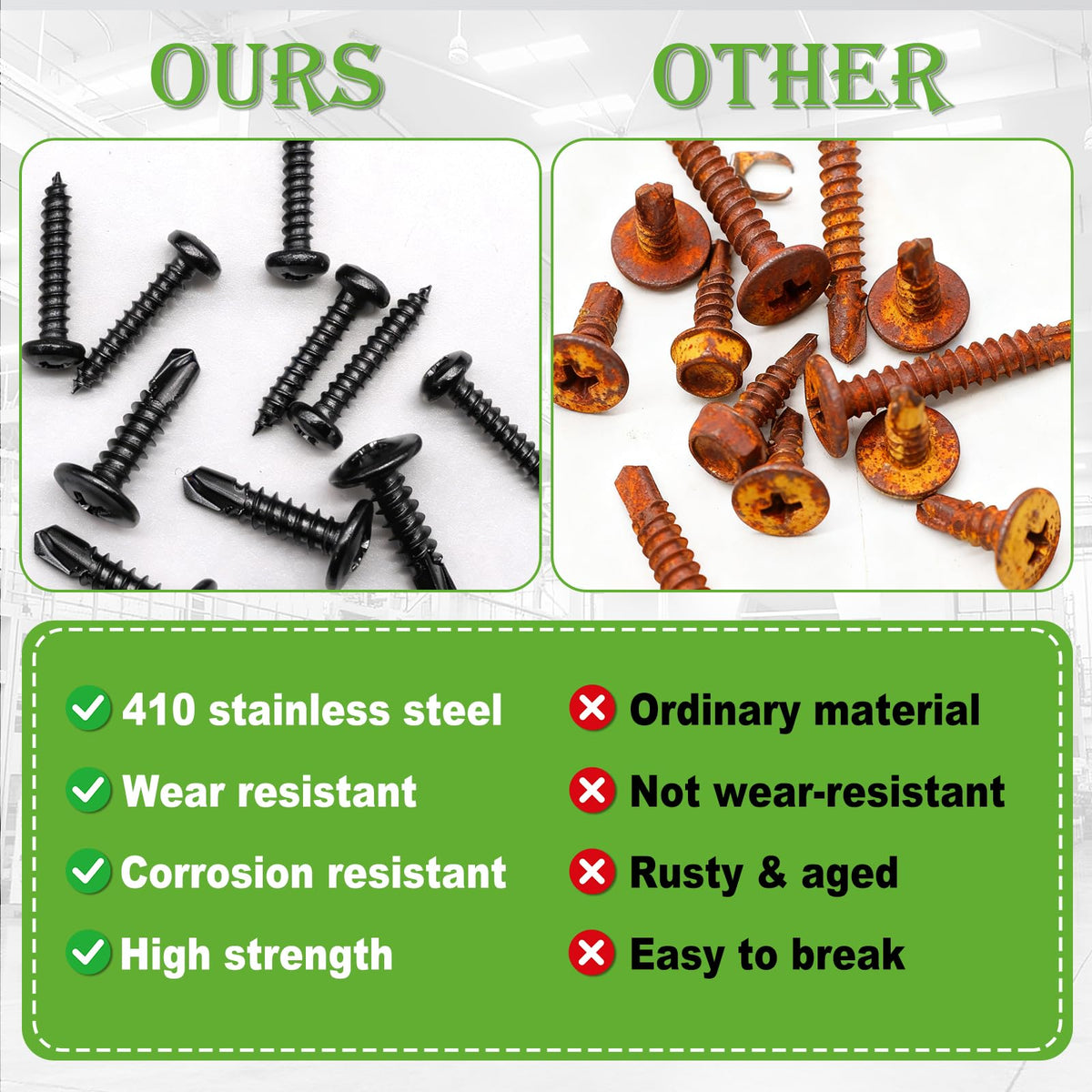 mxuteuk #8 #10 & M2 M3 M4 Self Tapping Screws for Metal,410 Stainless Steel