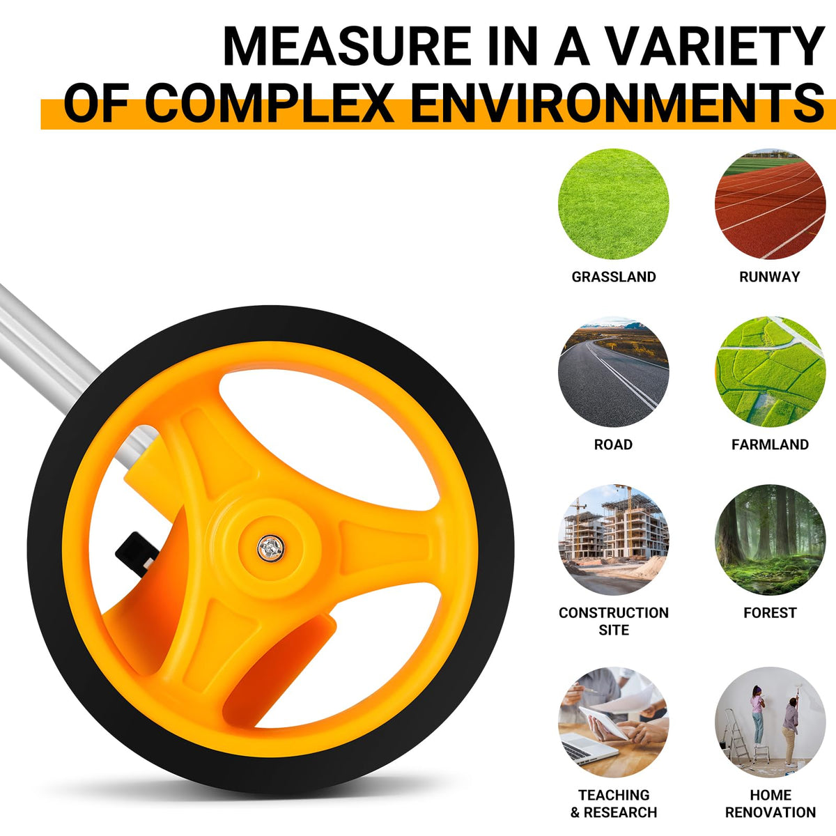 DEKOPRO Measuring Wheel, Measures Up To 99,999 Ft Compact Wheel With Carrying Bag,4-Inch