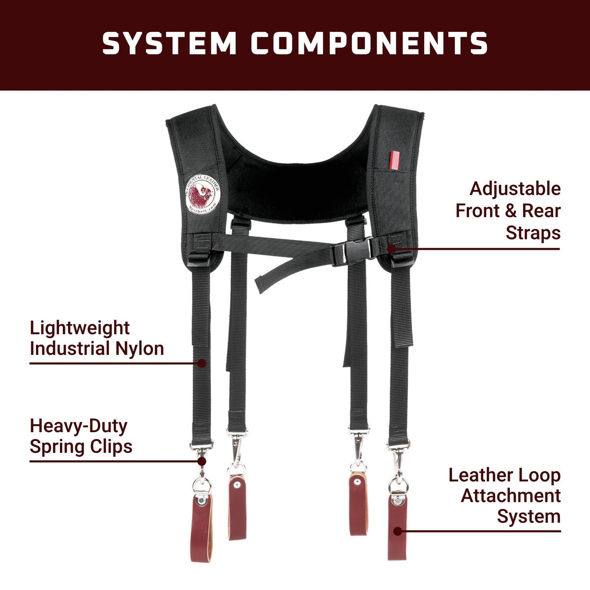 Occidental Leather Stronghold Light Suspenders - Ultra-Light Industrial Nylon Suspension Set - Includes Convenient Pockets - Made in USA