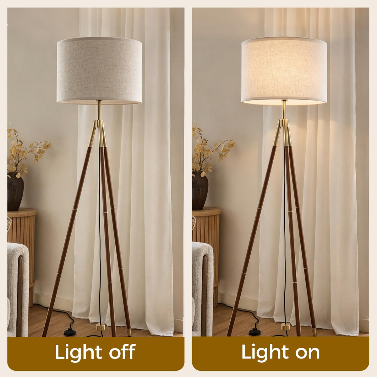 KOORLE Beige Large Drum Lamp Shade for Floor Lamp, 16" Top x 16" Bottom x 11" High, Natural Linen Replacement Lampshade, Table Lamp & Bedside Lamp, 1.65" Spider Fitter, Easy to Assemble
