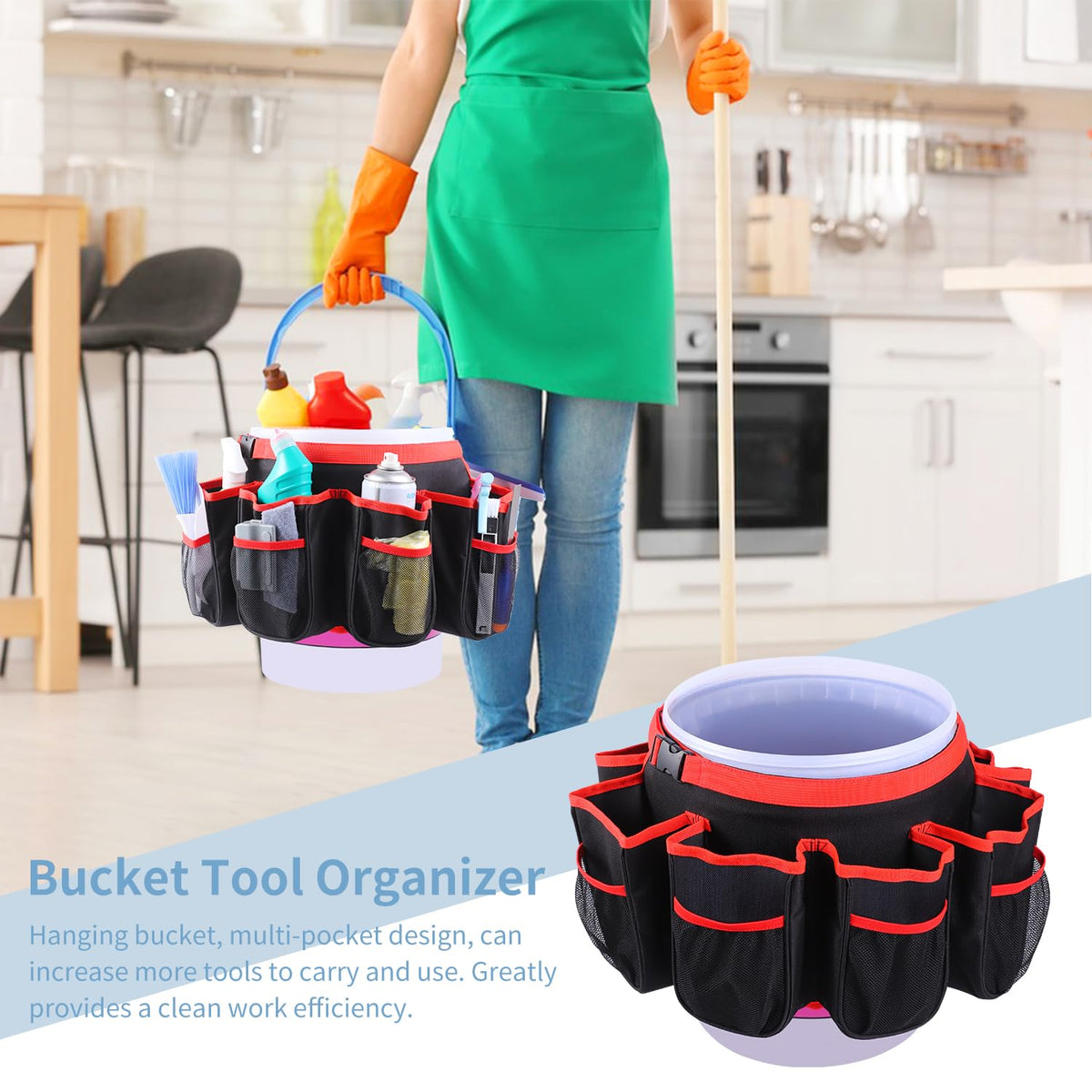 Bucket Cleaning Tool Organizer,Wash Tool Caddy 5-Gallon Organizer for Home