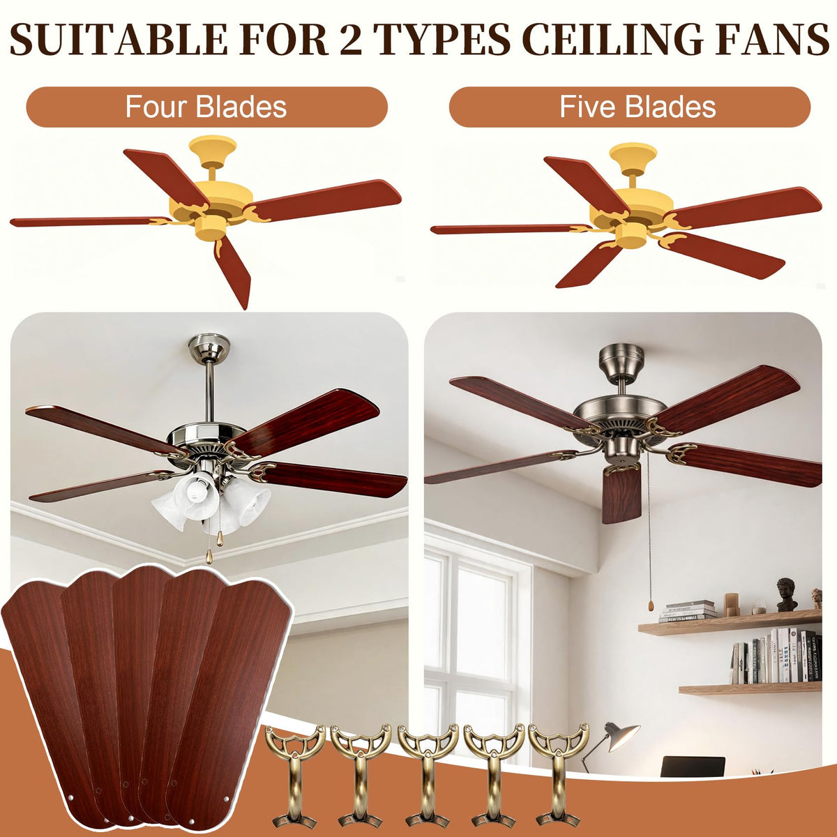 16 1/2" Replacement Fan Blades and Arms for 42 Inch Ceiling Fans