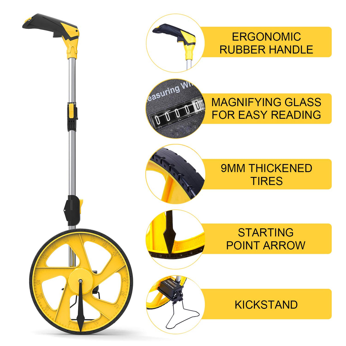 Zozen Measuring Wheel in Feet and Inches, Double Collapsible, Mechanical