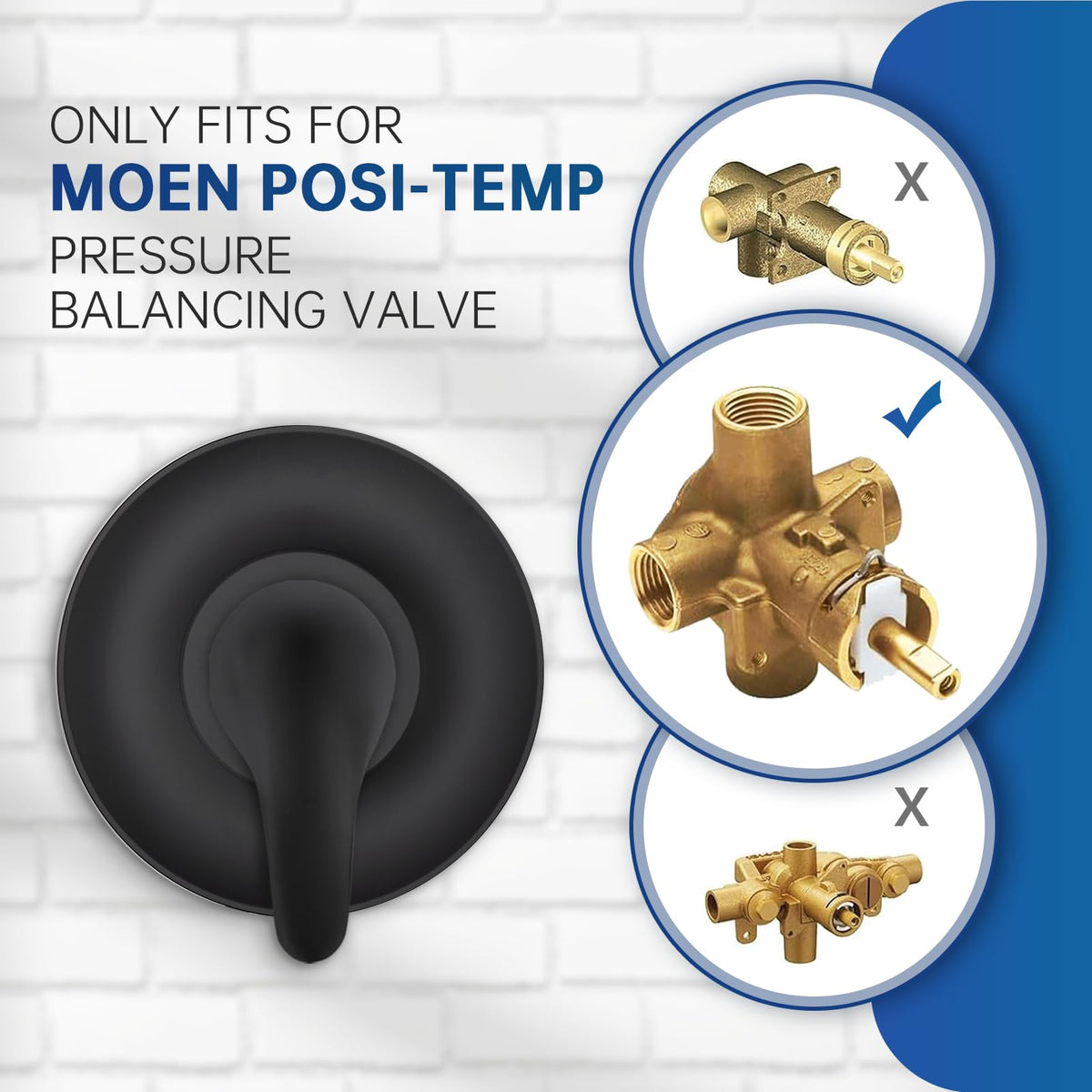 Replacement for Moen Posi-Temp Valve Trim Kit, Matte Black Shower Trim Kit