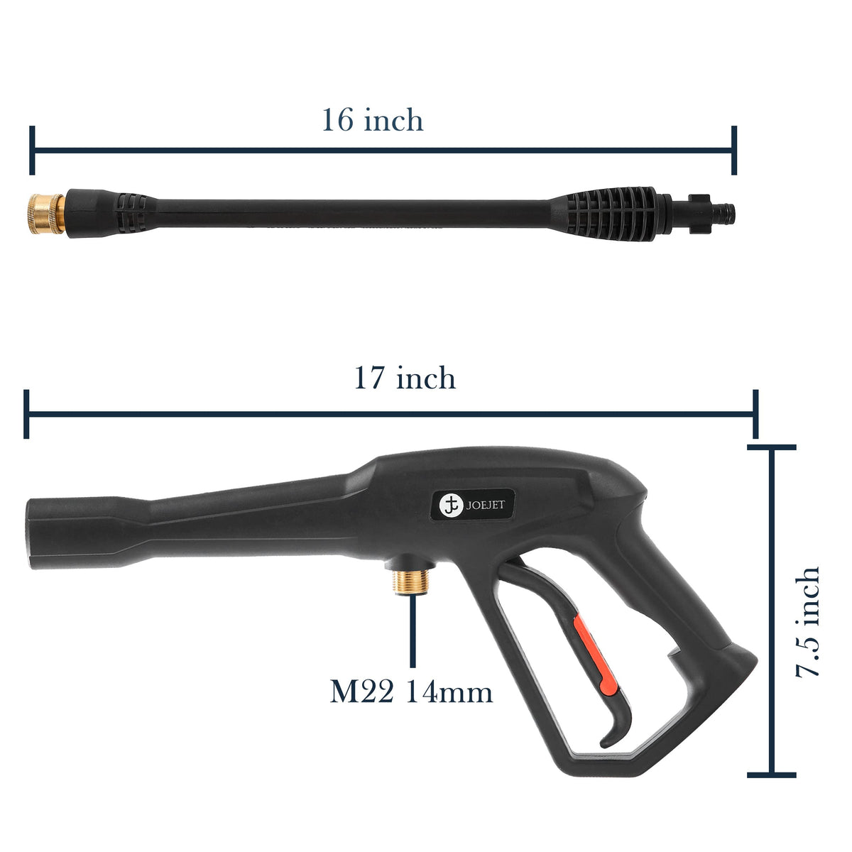 JOEJET Pressure Washer Replacement Gun with Jet Wand and 5 Nozzle Tips