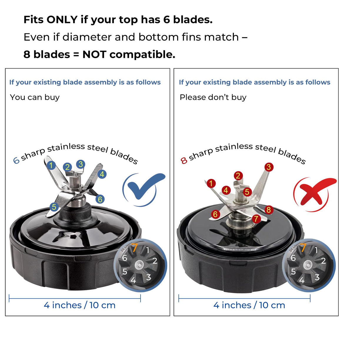 Blender Cups Replacement Parts For ninja,2-Pack 24oz Blender Cups with Sip & Seal Lids,7 fins Blender Replacement blade Compatible with Ninja BN401 BN751 BN801 BL480-30 BL642-30 BL682 BL687 NN102