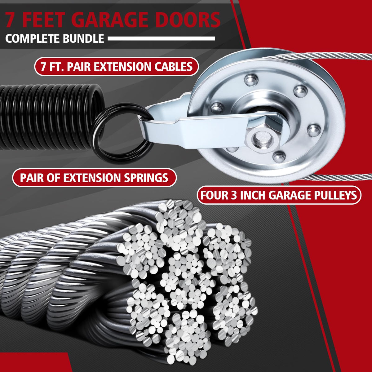 MorningRo Heavy-duty Garage Door Extension Springs Kit 150 lb Red