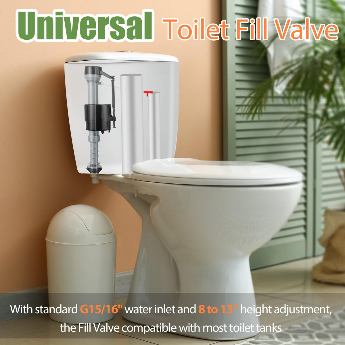 Saillong Toilet Fill Valve Replacement, Height Adjustable Universal, 2 Pcs