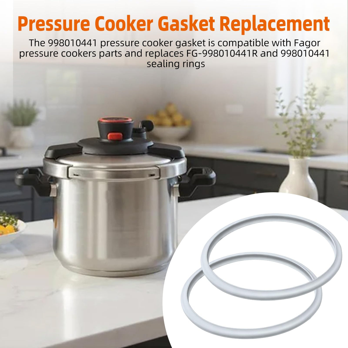 998010441 Pressure Cooker Gasket 10" Compatible with Fagor 8QT 10QT Cooker