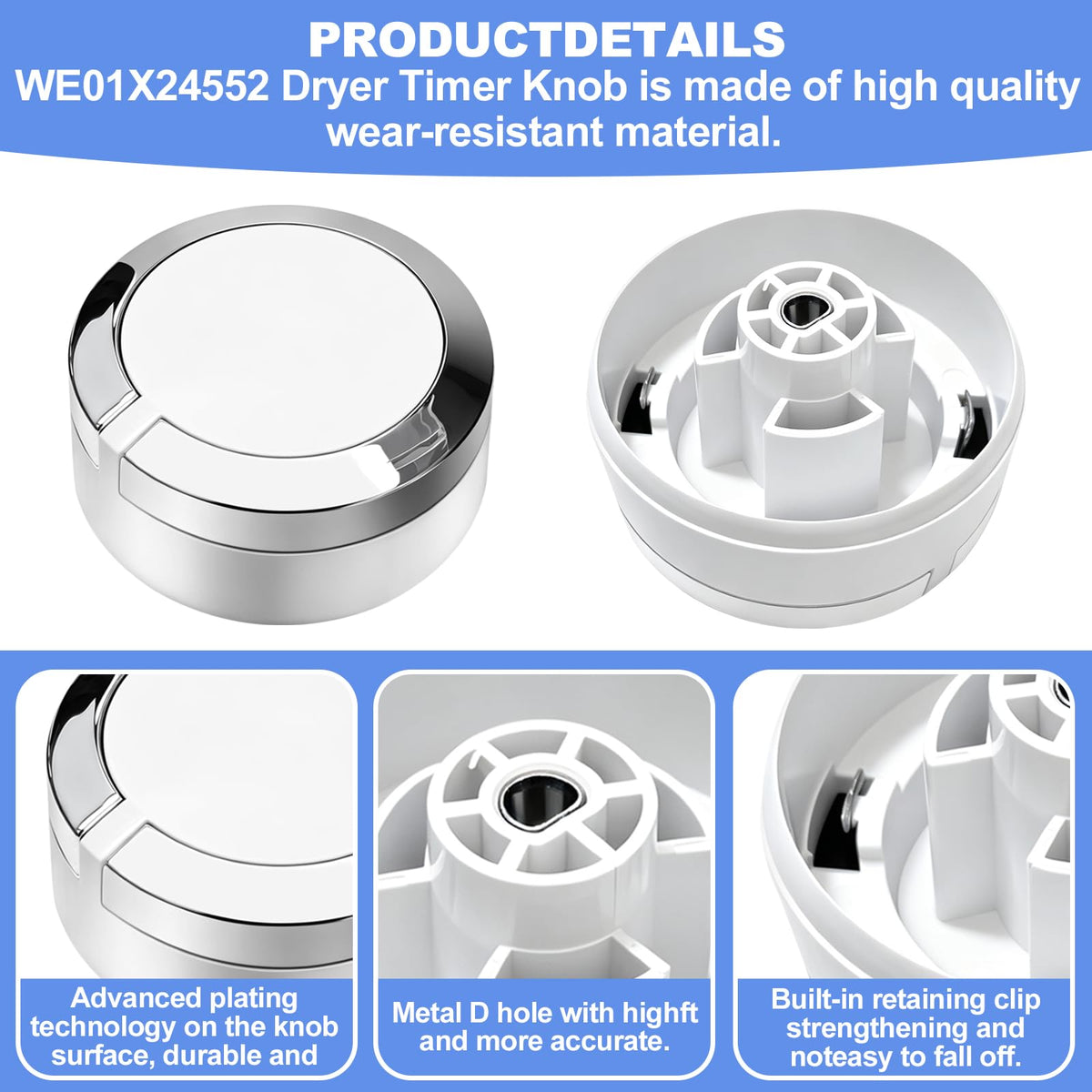 WE01X24552 Dryer Timer Control Knob Replacement for GE General Electric AP6026722, 4396547,PS11736611