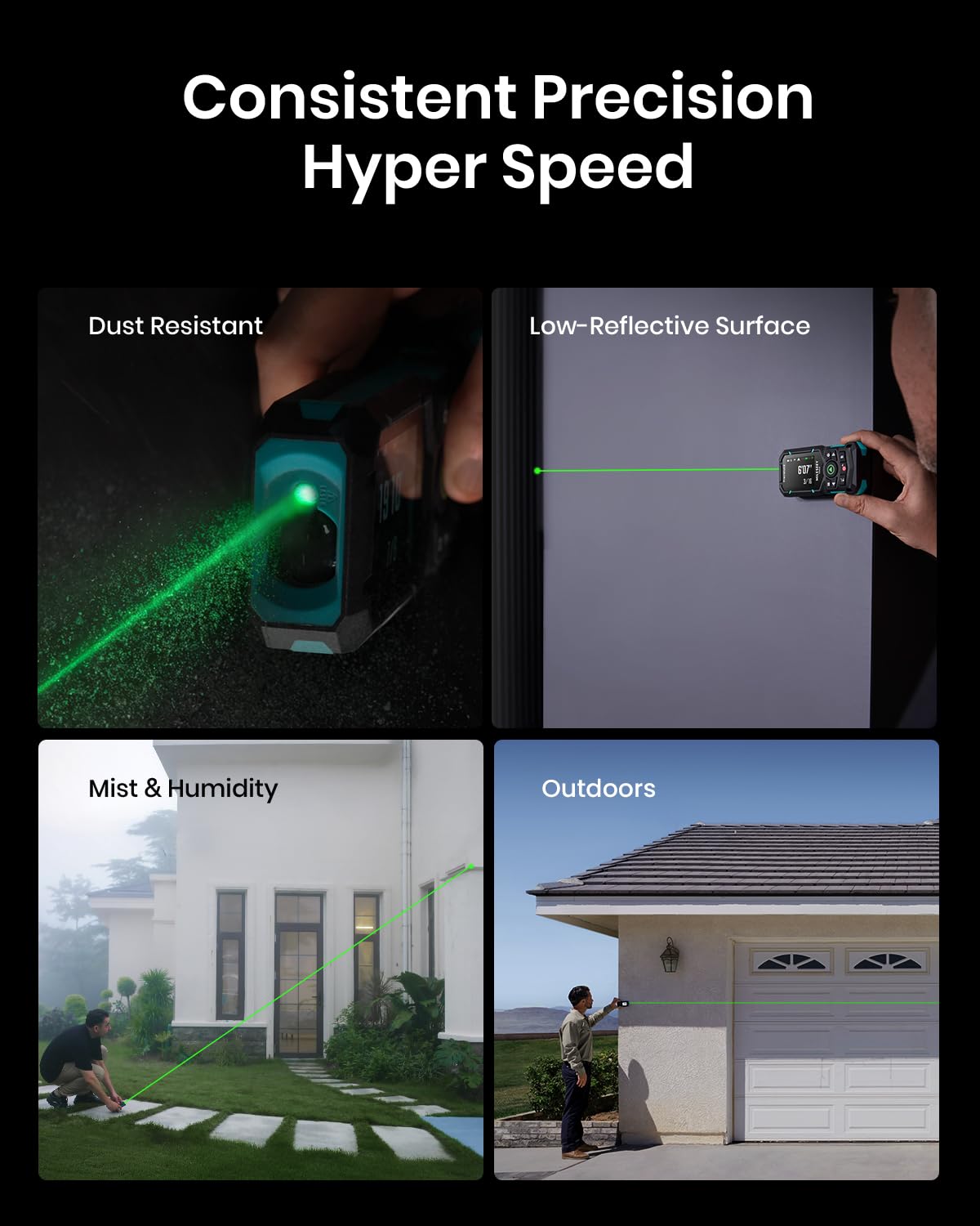MILESEEY S50 Green Laser Distance Meter, 400ft Laser Measure, P2P
