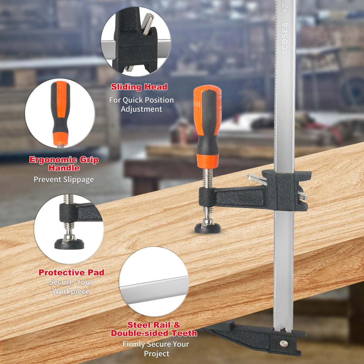 ACOSEA 4-Pack 36 Inch Bar Clamps for Woodworking