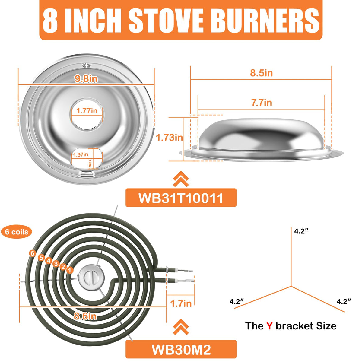 Upgraded GE Drip Pans And WB30M1 WB30M2 GE Stove Burner Replacement Element