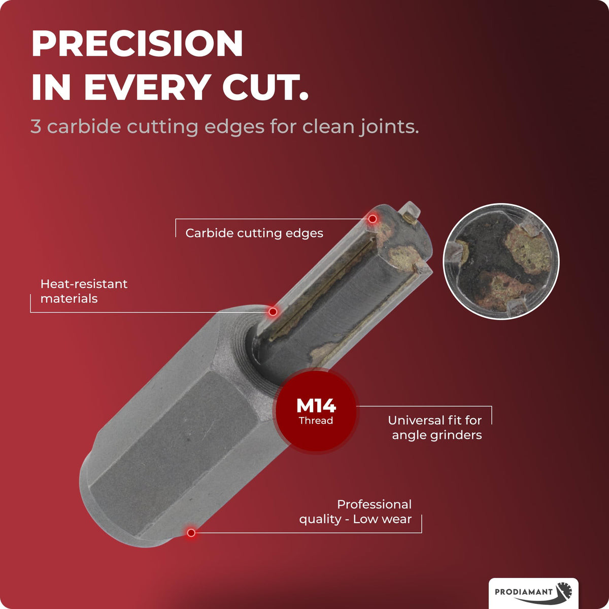 PRODIAMANT Mortar Rake 12mm (1/2") Tuck Pointing Bit for Grinder