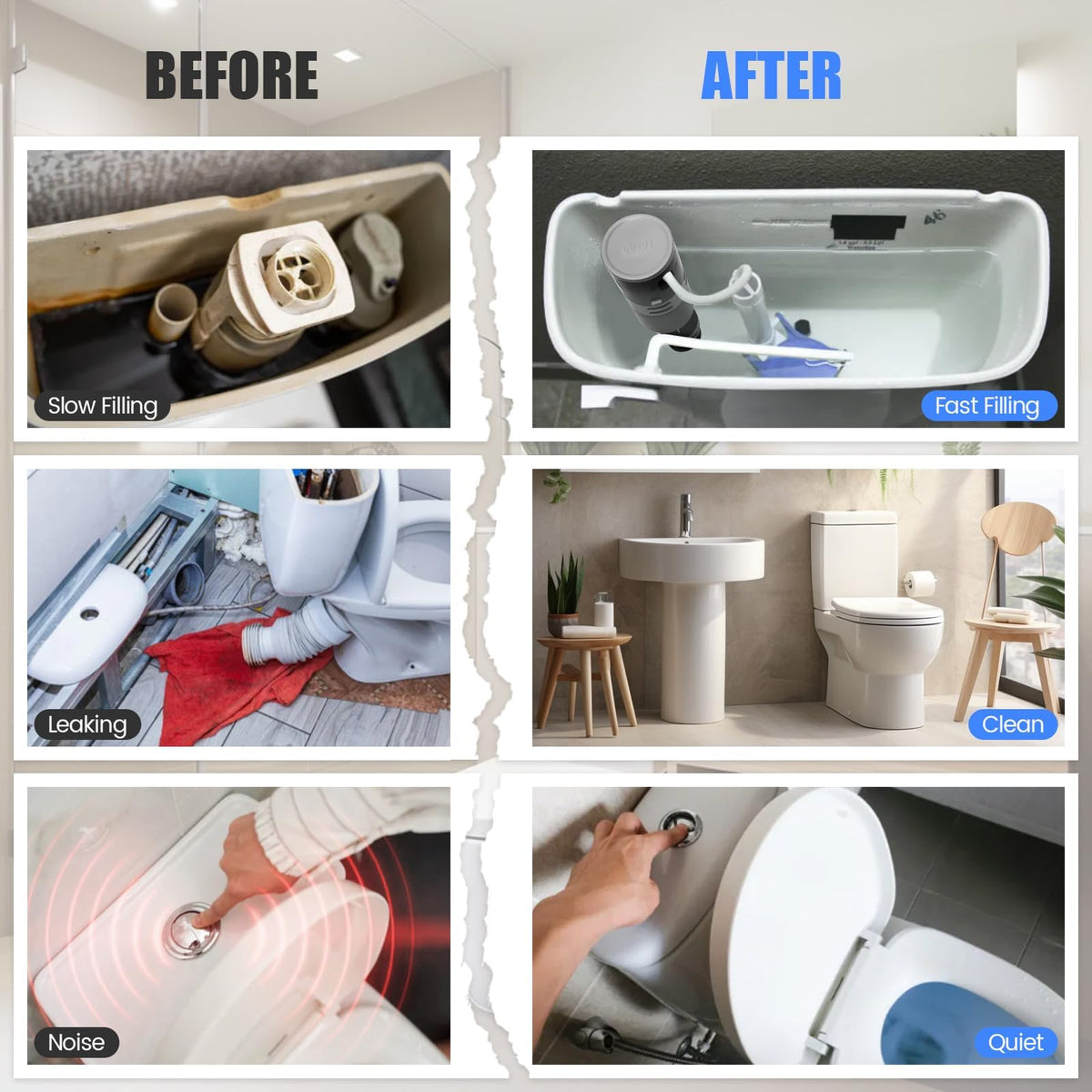 Jamini High-Performance Universal Toilet Fill Valve Replacement Kit, Self-Cleaning Design, Easy Installation, Fixes Slow Filling, Leaks & Noise Issues, 2-Pack