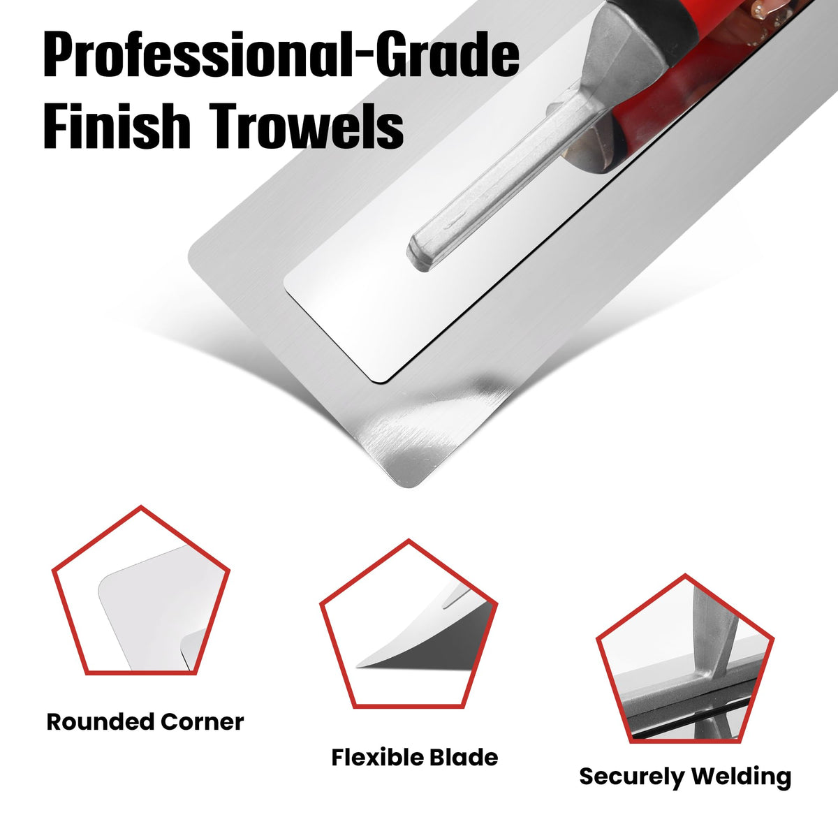 SUMED Drywall Finish Trowel, 13.7" x 4.1" Stainless Steel Blade