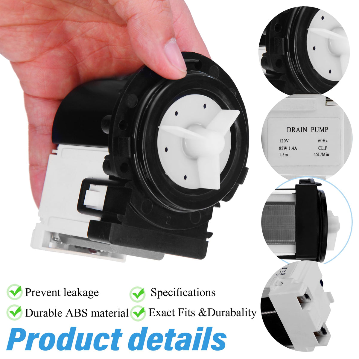 4681EA2001T Washer Drain Pump Motor Compatible with LG and Kenmore Washers
