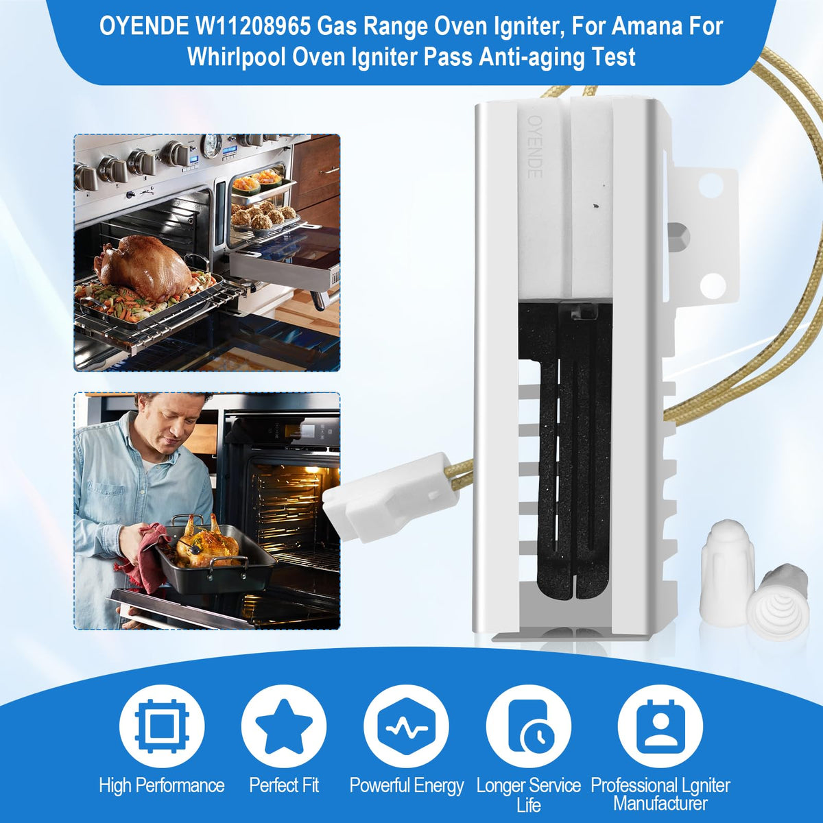 W11208965 Gas Range Oven Igniter, For Whirlpool Oven Igniter, For Amana Oven Igniter for Gas Stove, Repalce W11590294 W11176454 W10914411 4977065 AP7193166 PS16744629 EAP16744629 Etc.