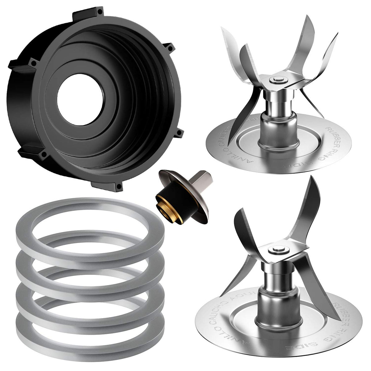 8-Piece Blender Replacement Parts Kit Compatible with Oster & Osterizer – 4-Point Blade, Base Cap, Gaskets & Coupler Pin – Fits 5 & 6 Cup Jars – Not for In2uitive Series