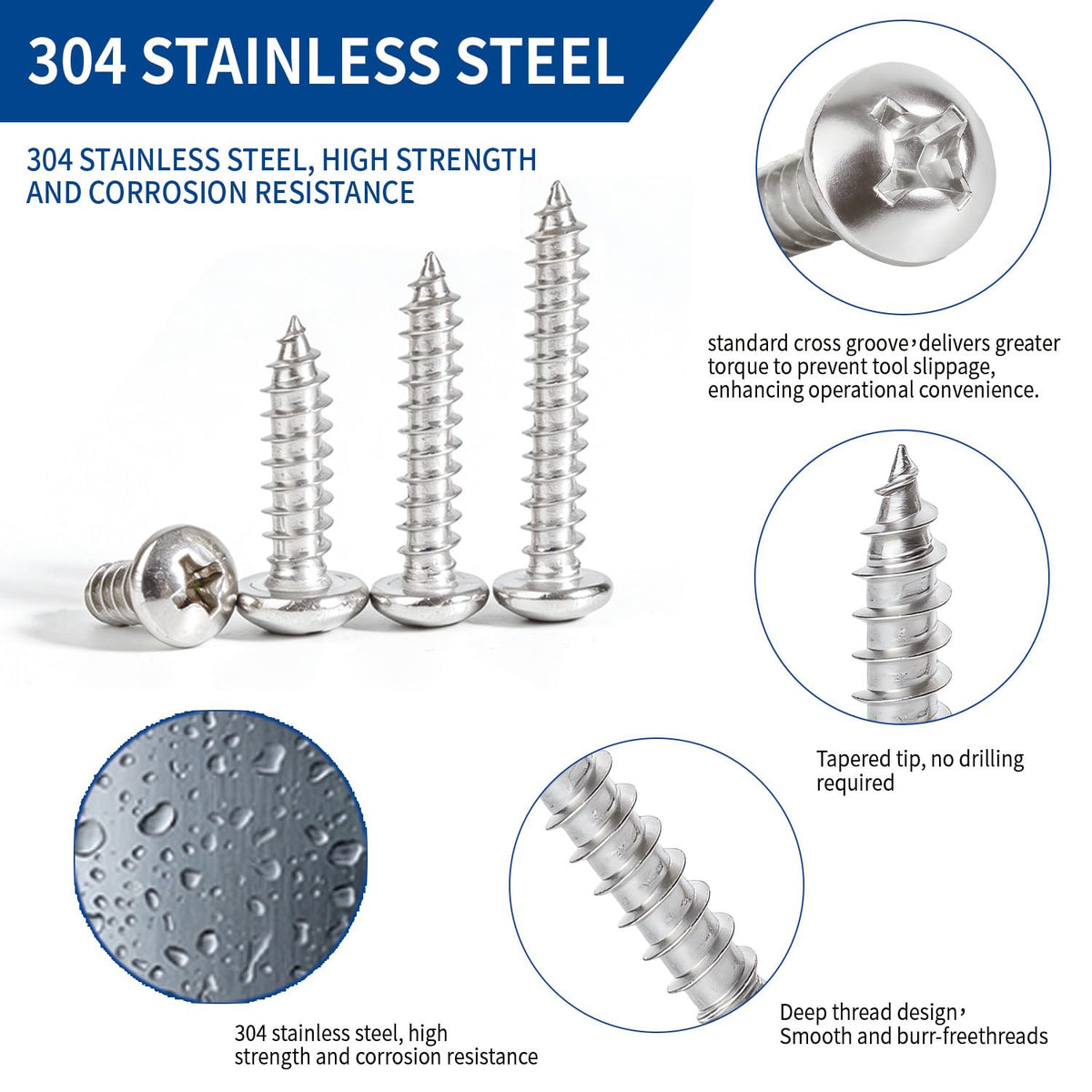 600 PCS 304 Stainless Steel Wood Screws Assortment Kit,Assorted Sheet Metal Screws #4/#6/#8/#10/#12 Phillips Pan Head Self-Tapping Screws Set,Assorted Wood Screws, Length 3/8" to 1-1/2" (Silver)