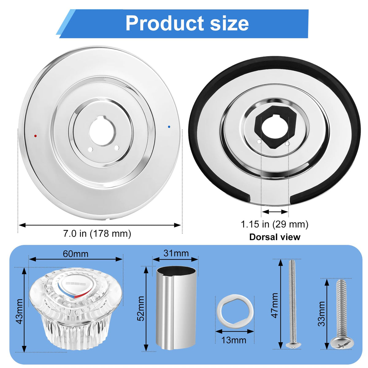 T470 Shower Trim Kit Compatible with Moen Chateau, Chrome Shower Handle Set