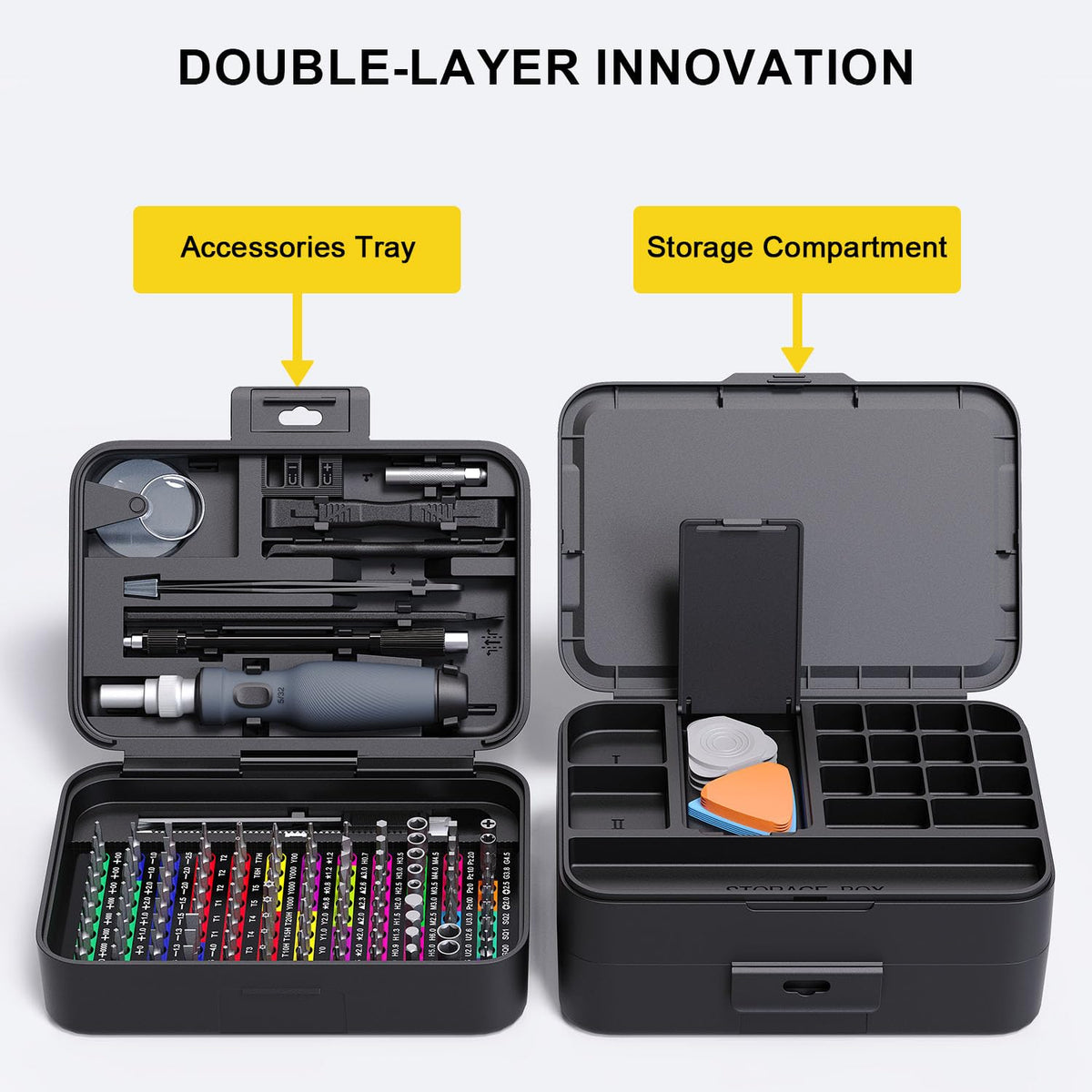YOYSUN Mini Precision Screwdriver Set with Color-coded Identification, 132 in 1 Micro Magnetic Repair Tool Kits with Storage Box, 108 Bits,Small Manual Screw Driver Toolkits for iPhone/Mac/iPad/Table