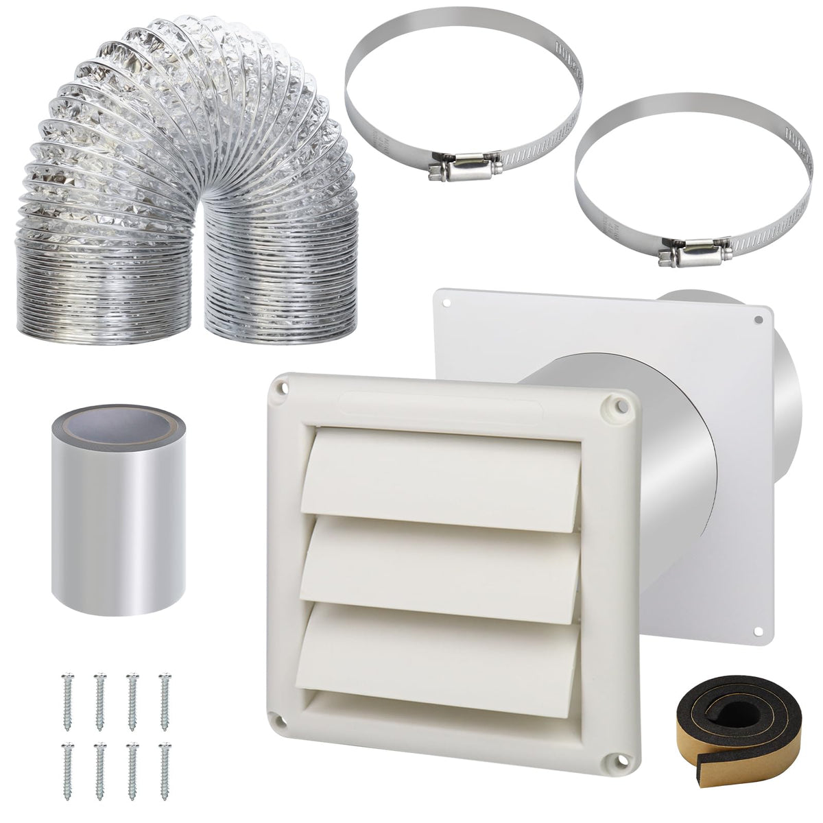 4 Inch Dryer Vent Kit with Hose/Duct Connector/Wal