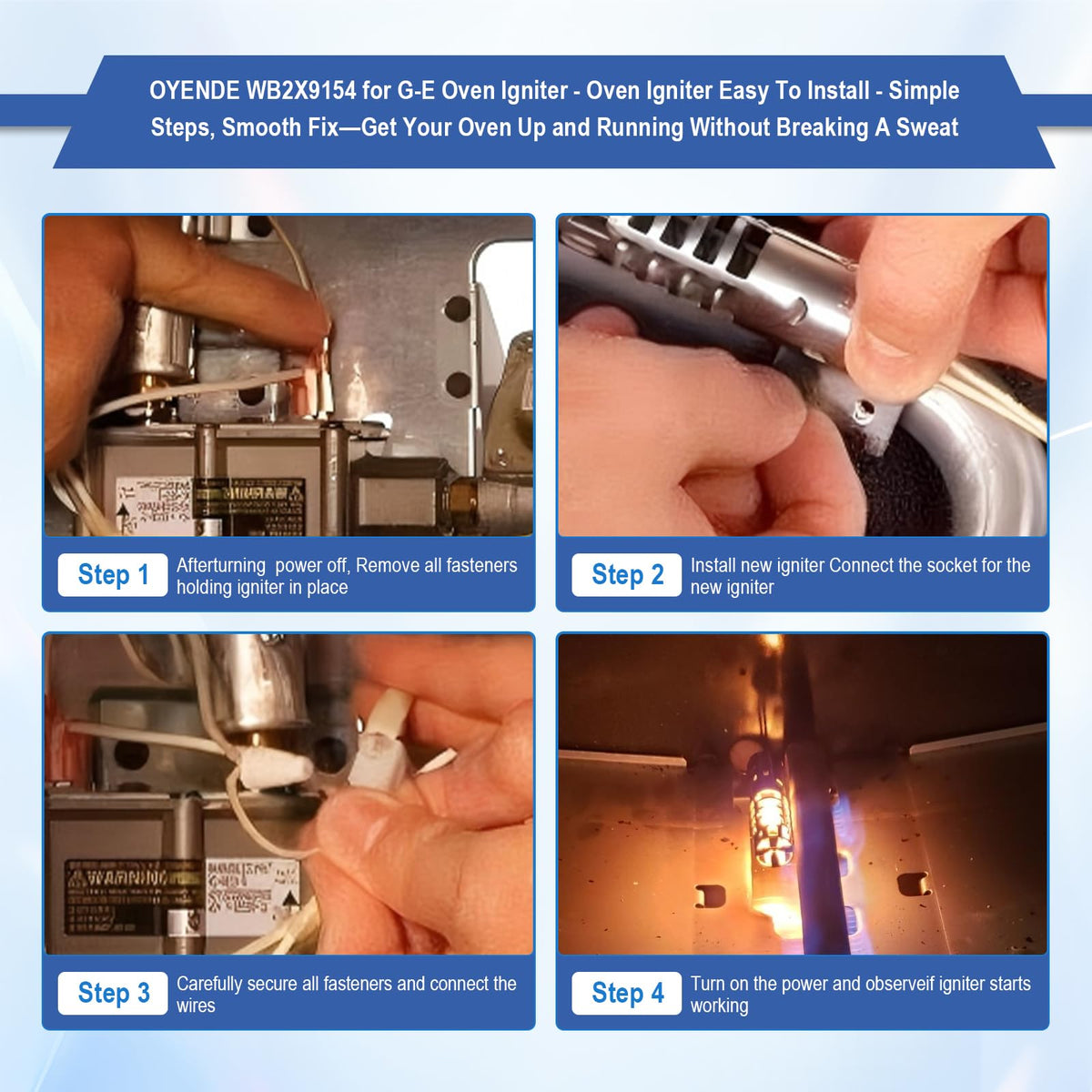 WB2X9154 Gas Range Oven Igniter for G-E XL44 Oven Igniter, for G-E Oven Igniter, Round for G-E Gas Oven Igniter Replacement WB13K10027 WB13K3 WB13K4 4342528 AP2014008 GR403 Etc,120V Model Specific.