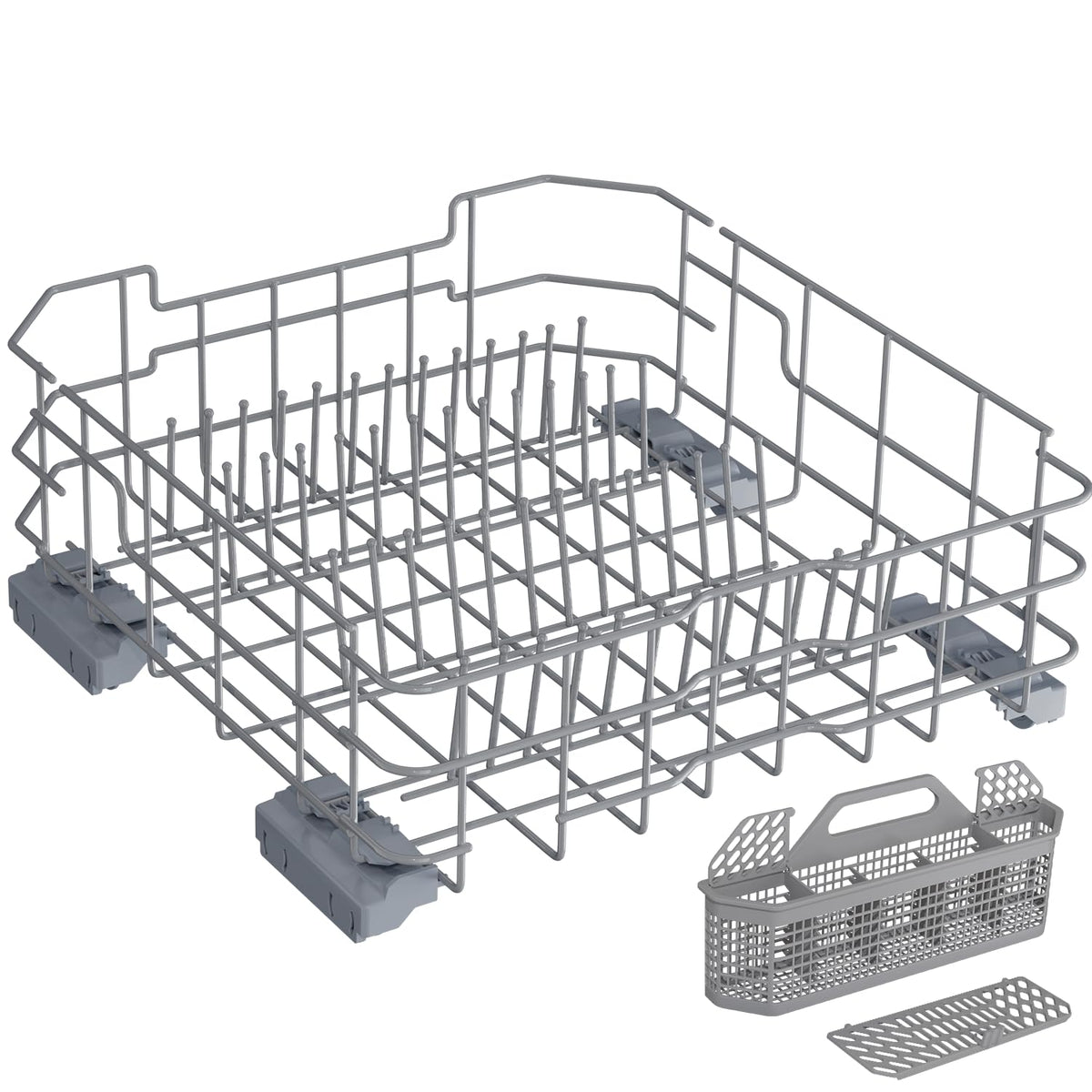 WD28X26099 Dishwasher Lower Rack Replacement for GE Dishwasher Bottom Rack WD28X26099 Bottom Dishrack for GE Dishwasher Parts Rack GDF510PSM0SS GDT535PSM0SS With Silverware Basket And Roller Kit