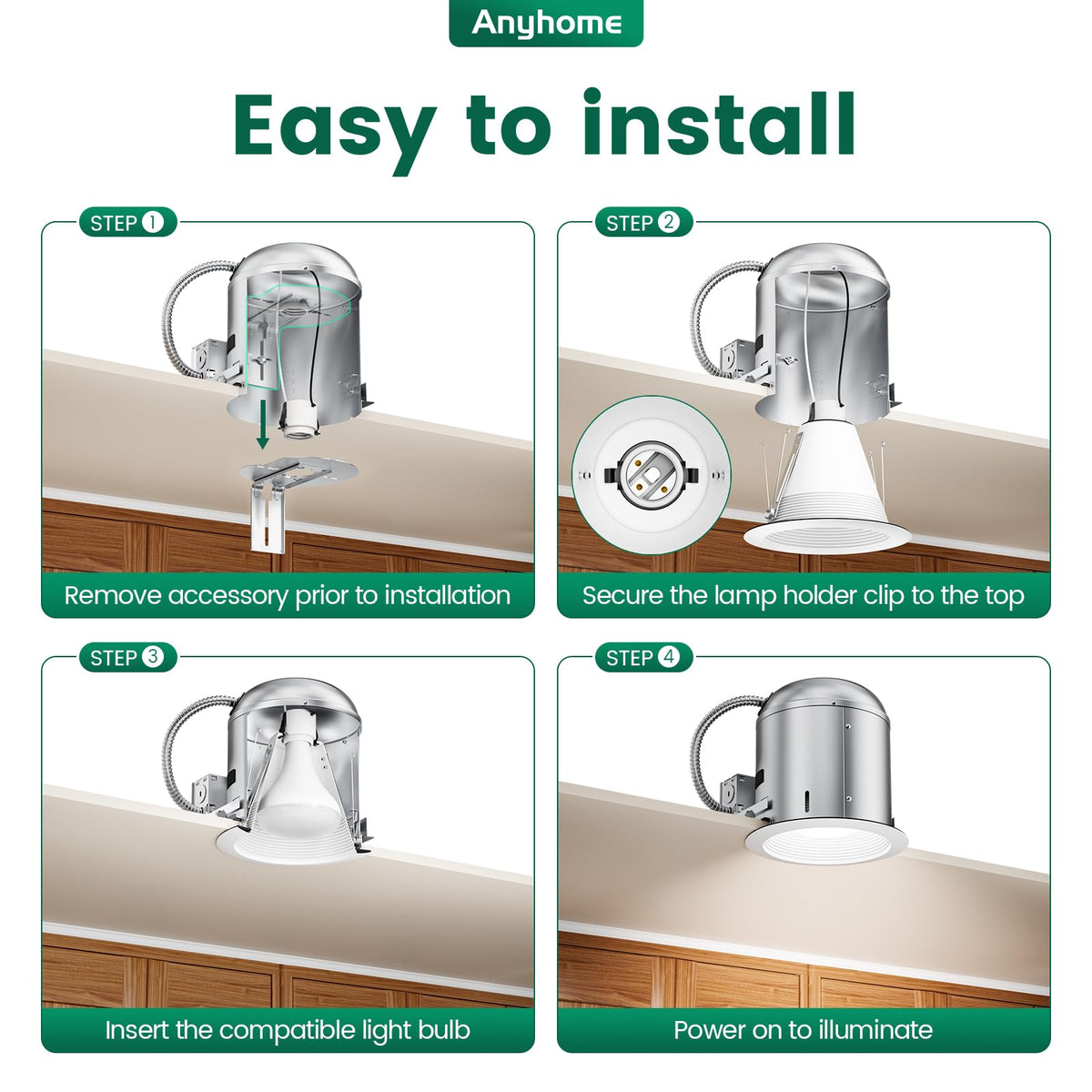 Anyhome 12 Pack 6" Recessed Can Light Trim,for 6 Inch Can,White,All-Metal