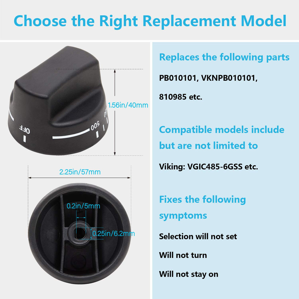 Genuine Viking PB010101 THERMOSTAT BAKE KNOB N/SBK Viking VKNPB010101