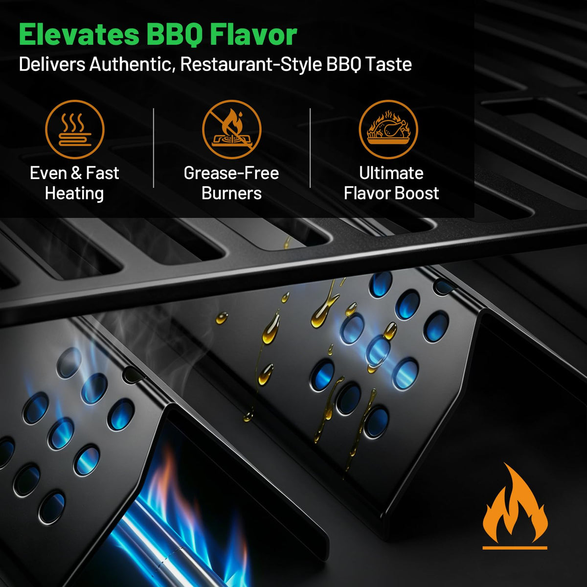 Arborlily 14.56" Grill Heat Plates, Flame Tamer Replacement, 6 Pack