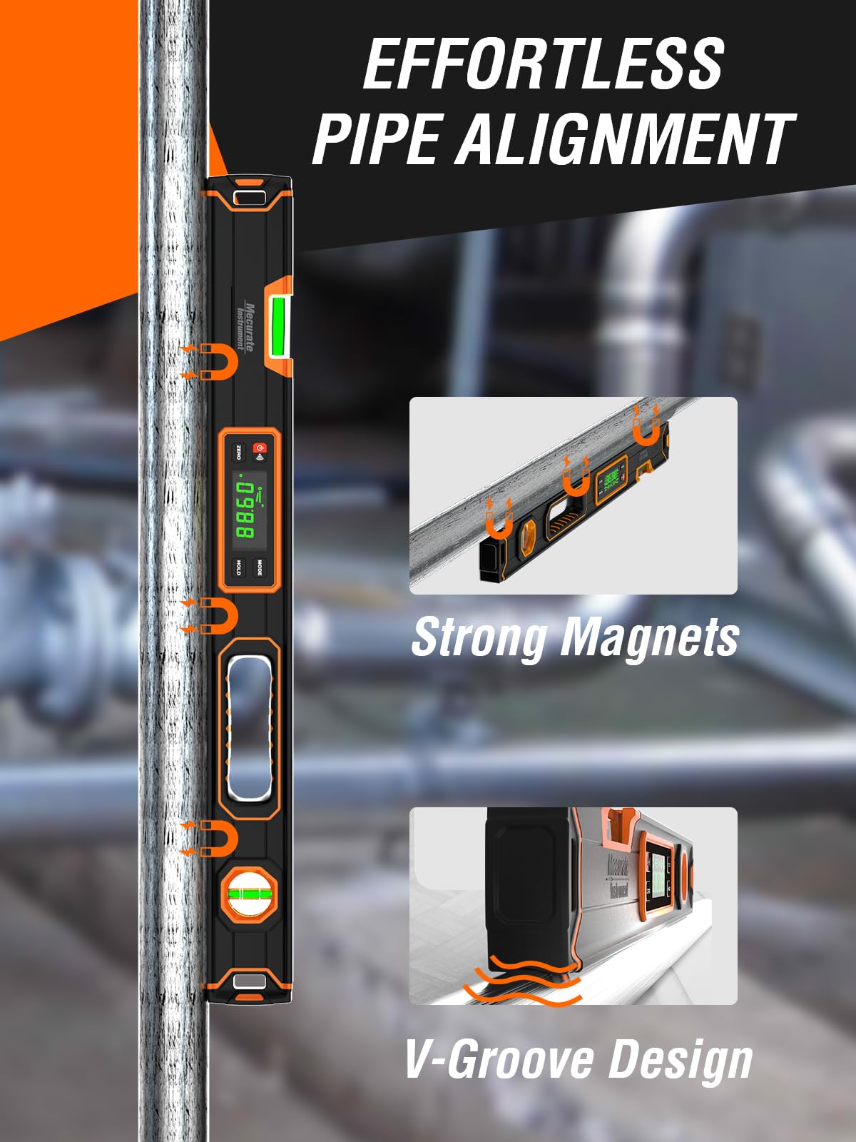 Mecurate 24-Inch Digital Level & Angle Finder, Magnetic, ±0.1°