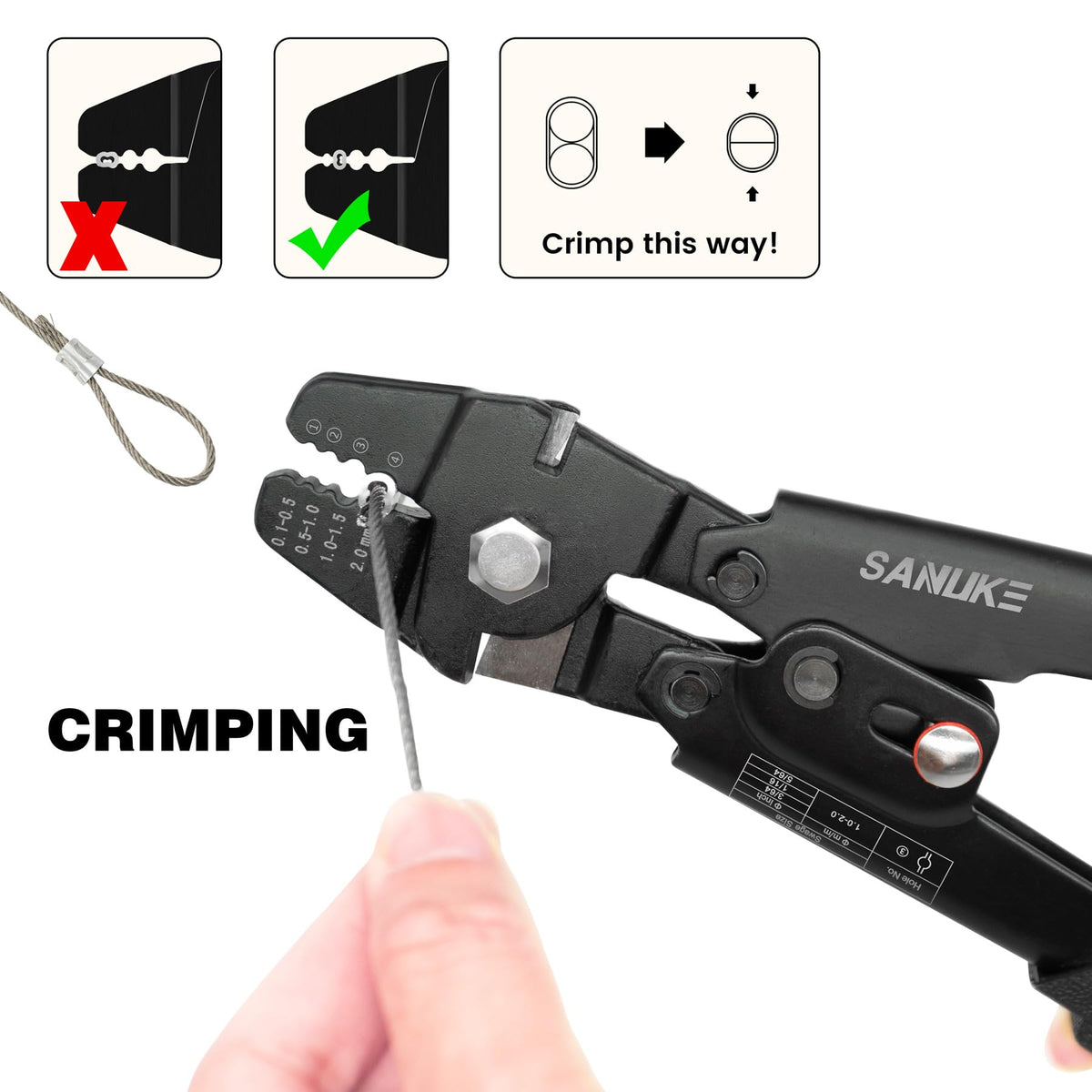 Sanuke Wire Rope Crimping Tool Kit, Swage for 3/64 1/16 5/64 inch Sleeves