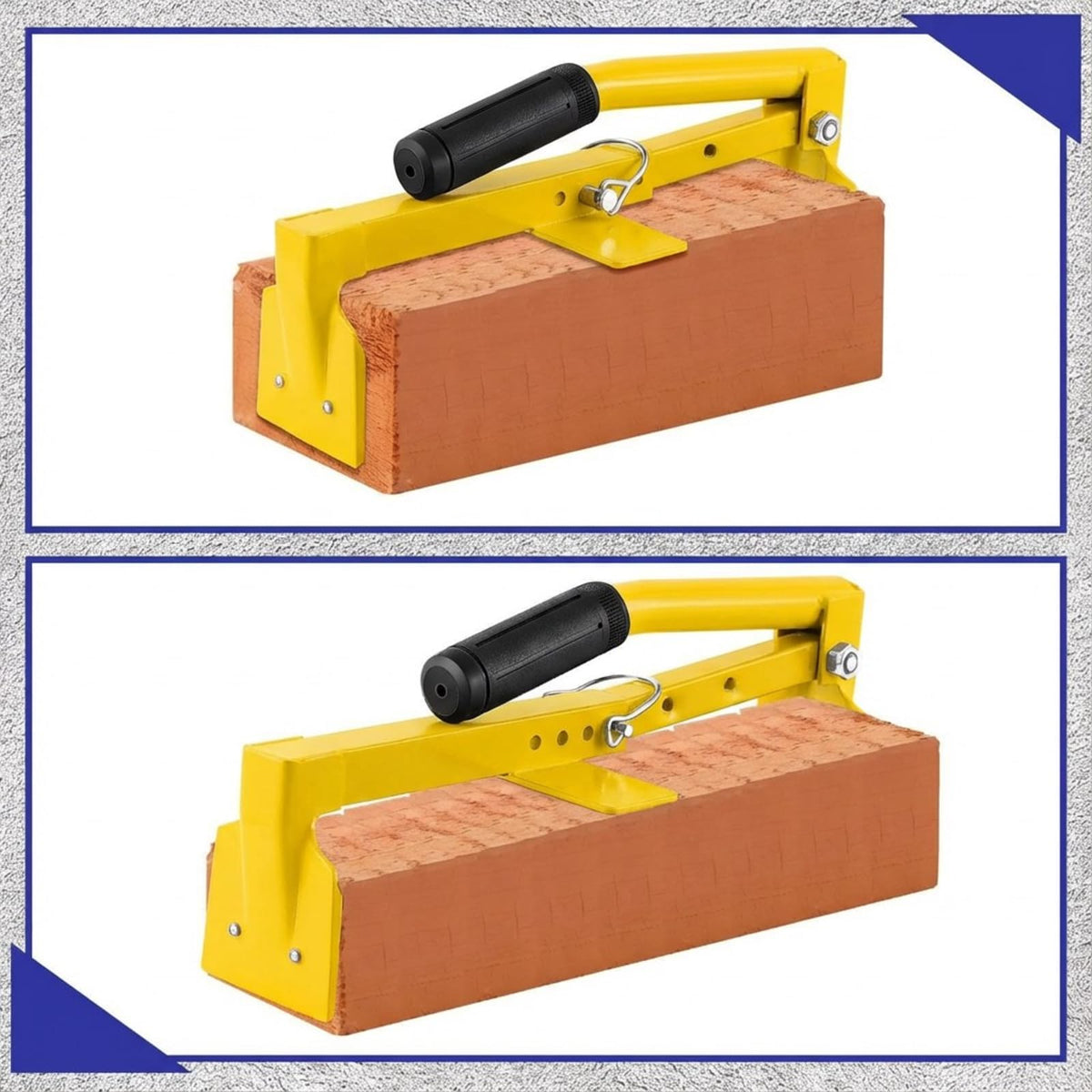 Lanties Adjustable Heavy Duty Brick Tongs Set Heavy Duty Block Tongs with Rubber Pad Handle and Work Gloves Adjustable 9-13.7 Inches Paver Tool for Bricks Lifting Carrying