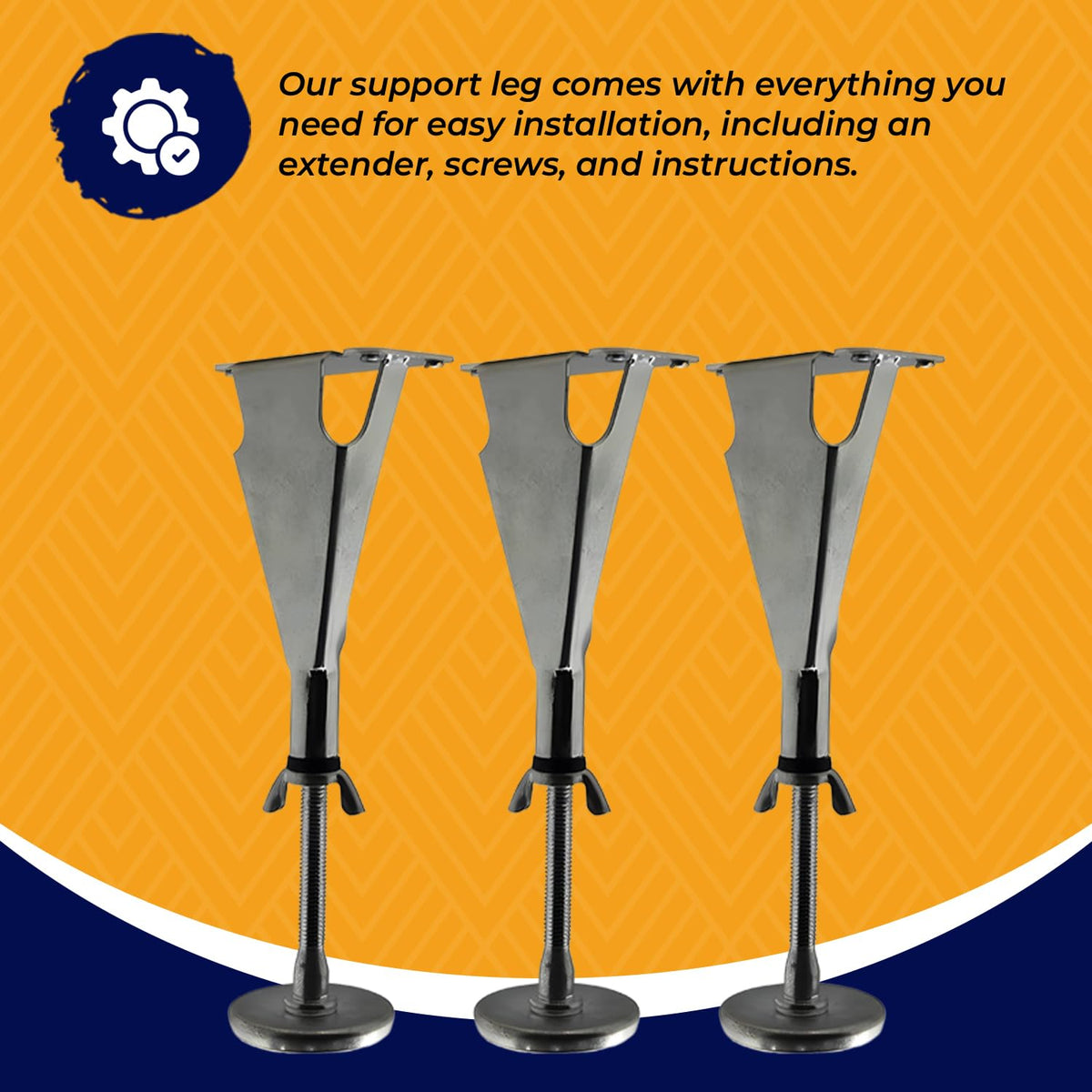 Kings Brand Furniture Adjustable Height Center Support Leg - Bed Frame Feet for Center Support Legs - Replacement Metal Bed Slat Support Leg, Set of 3