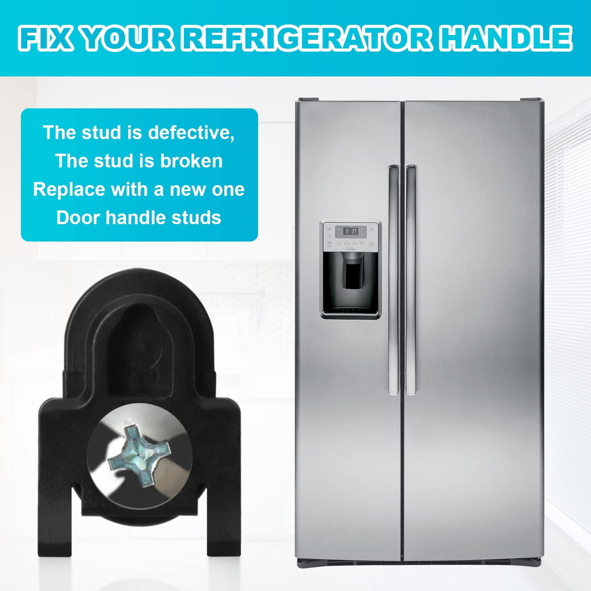 WR01X39781 Refrigerator Door Handle Fastener & for Fits GE Refrigerator Freezer Handle Replacement Parts Compatible Model AP7175647 WR01X25070（2 Pcs） (Black)